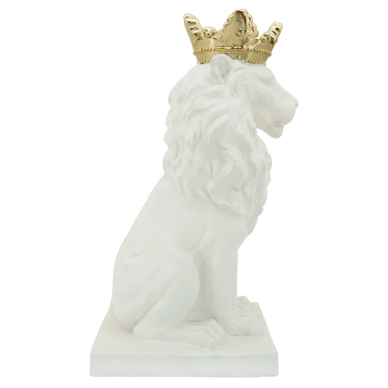 Willa Arlo Interiors Rushton Polyresin Lion with Crown Statue Wayfair